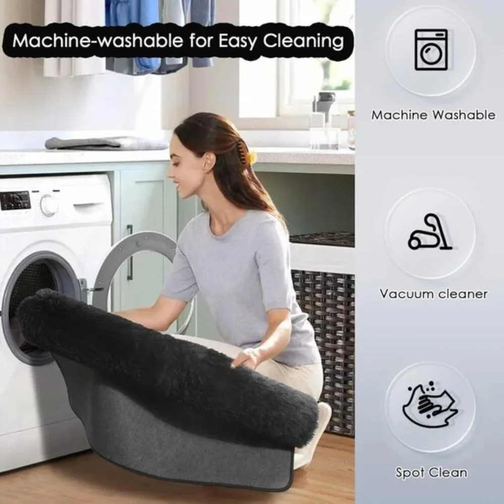 Black Washable Modern Fluffy 4x6ft Shag Area Rug Carpet for Home & Bedroom Decor
